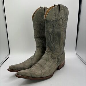 Aguila Real Western Cowboy Boots Men's Size 10 Marble Gray Leather Pointed Toe